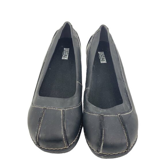 Duluth Trading Co Andina Skimmer Black Leather Slip On Shoe Women's 9 Medium - Picture 2 of 9
